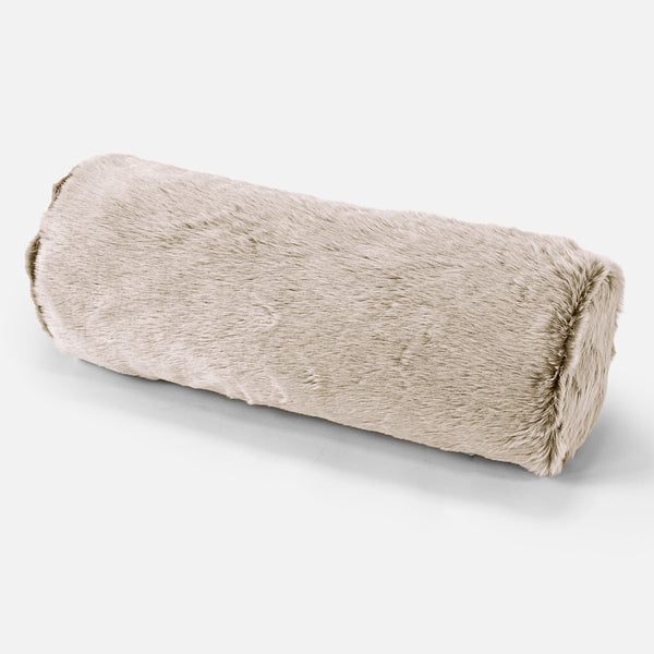 Bolster Scatter Cushion 20 x 55cm - Faux Rabbit Fur Golden Brown 01