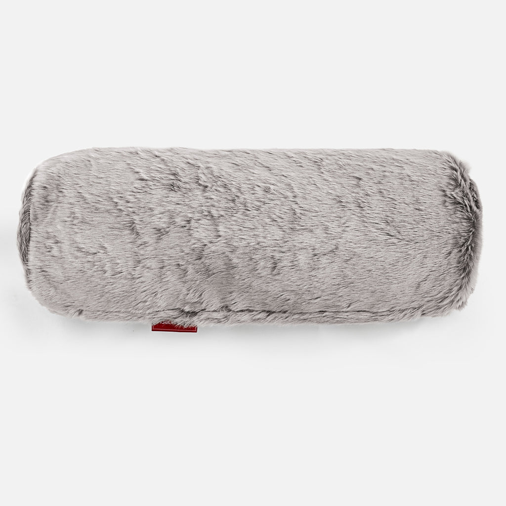 Bolster Scatter Cushion 20 x 55cm - Faux Rabbit Fur Light Grey 02