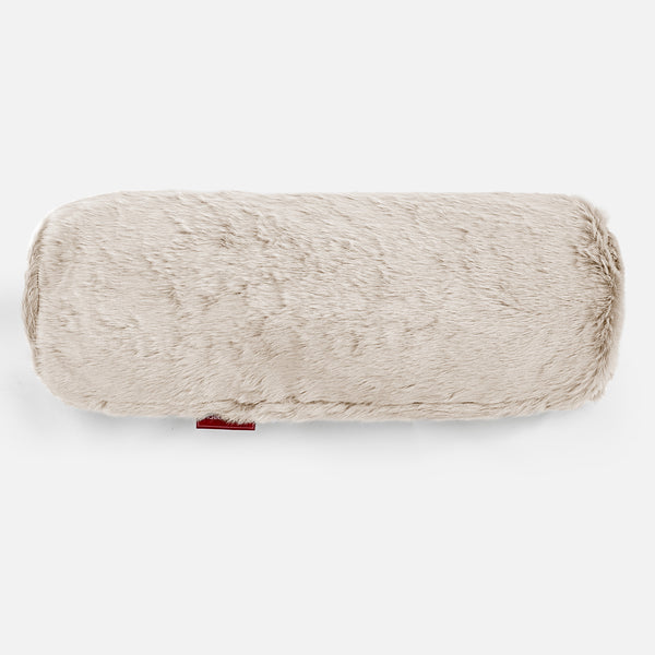 Bolster Scatter Cushion 20 x 55cm - Faux Rabbit Fur White 01