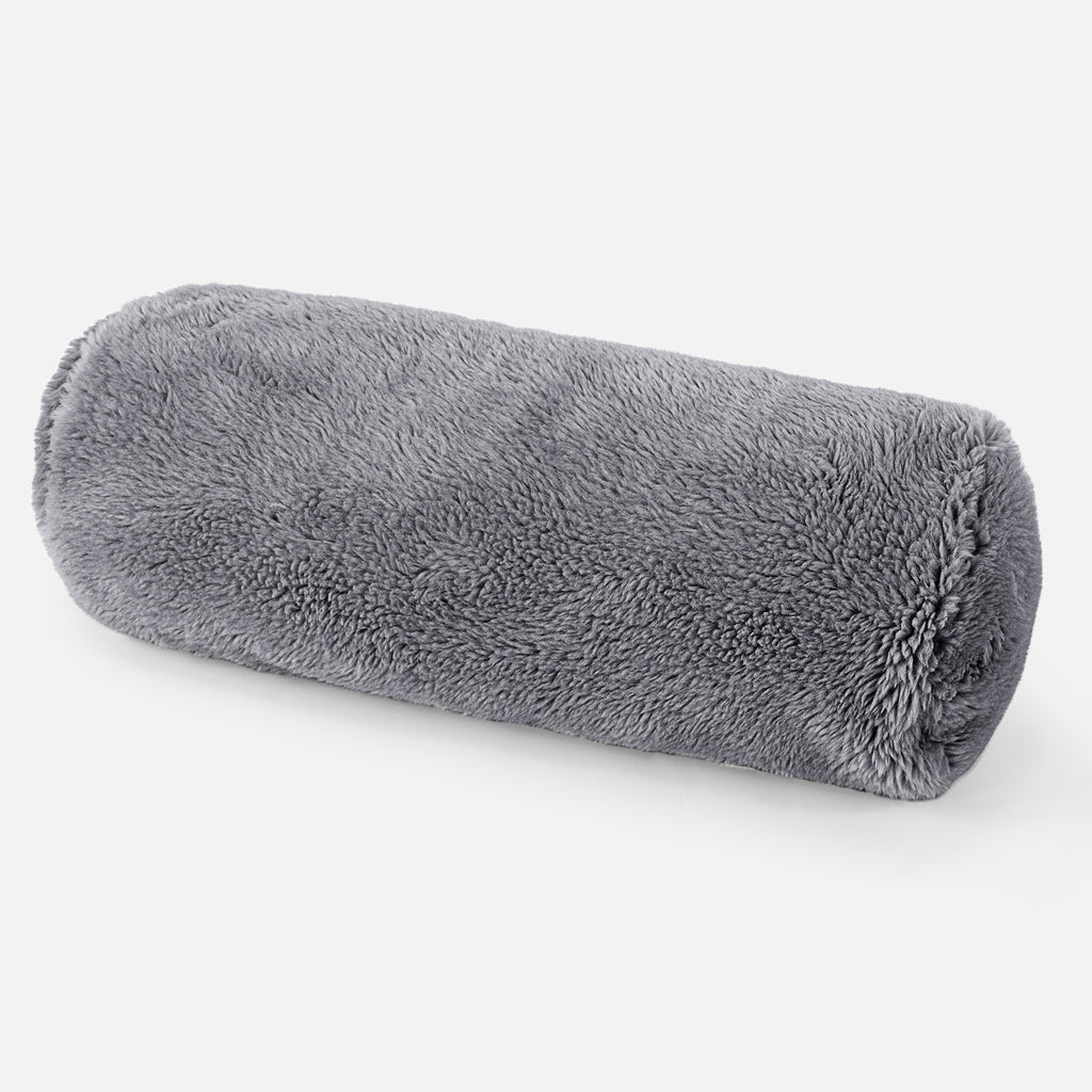 Bolster Scatter Cushion 20 x 55cm - Teddy Faux Fur Dark Grey 01