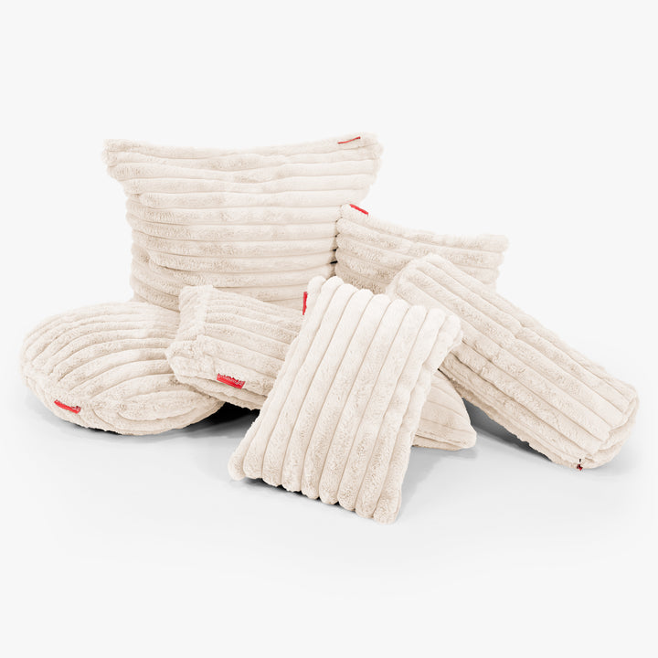Bolster Scatter Cushion Cover 20 x 55cm - Ultra Plush Cord Cream 03