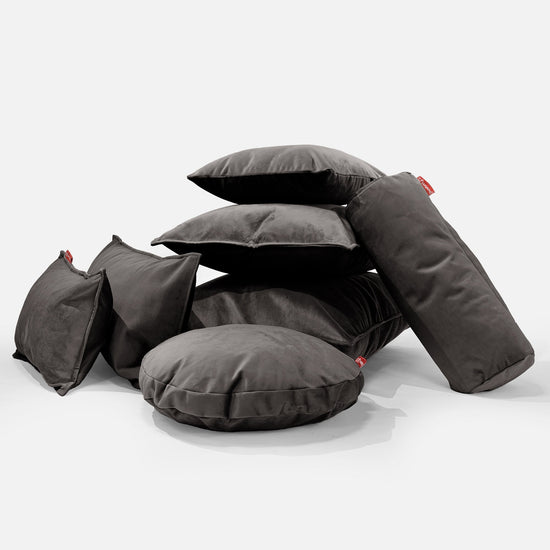 Bolster Scatter Cushion 20 x 55cm - Velvet Graphite Grey 04