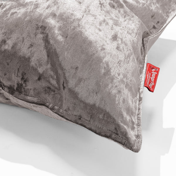 Bolster Scatter Cushion Cover 20 x 55cm - Vintage Velvet Silver Fabric Close-up Image