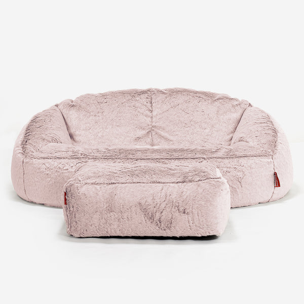 Bubble Sofa Bean Bag - Faux Rabbit Fur Dusty Pink 01