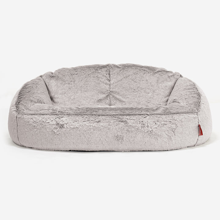 Bubble Sofa Bean Bag - Faux Rabbit Fur Light Grey 01