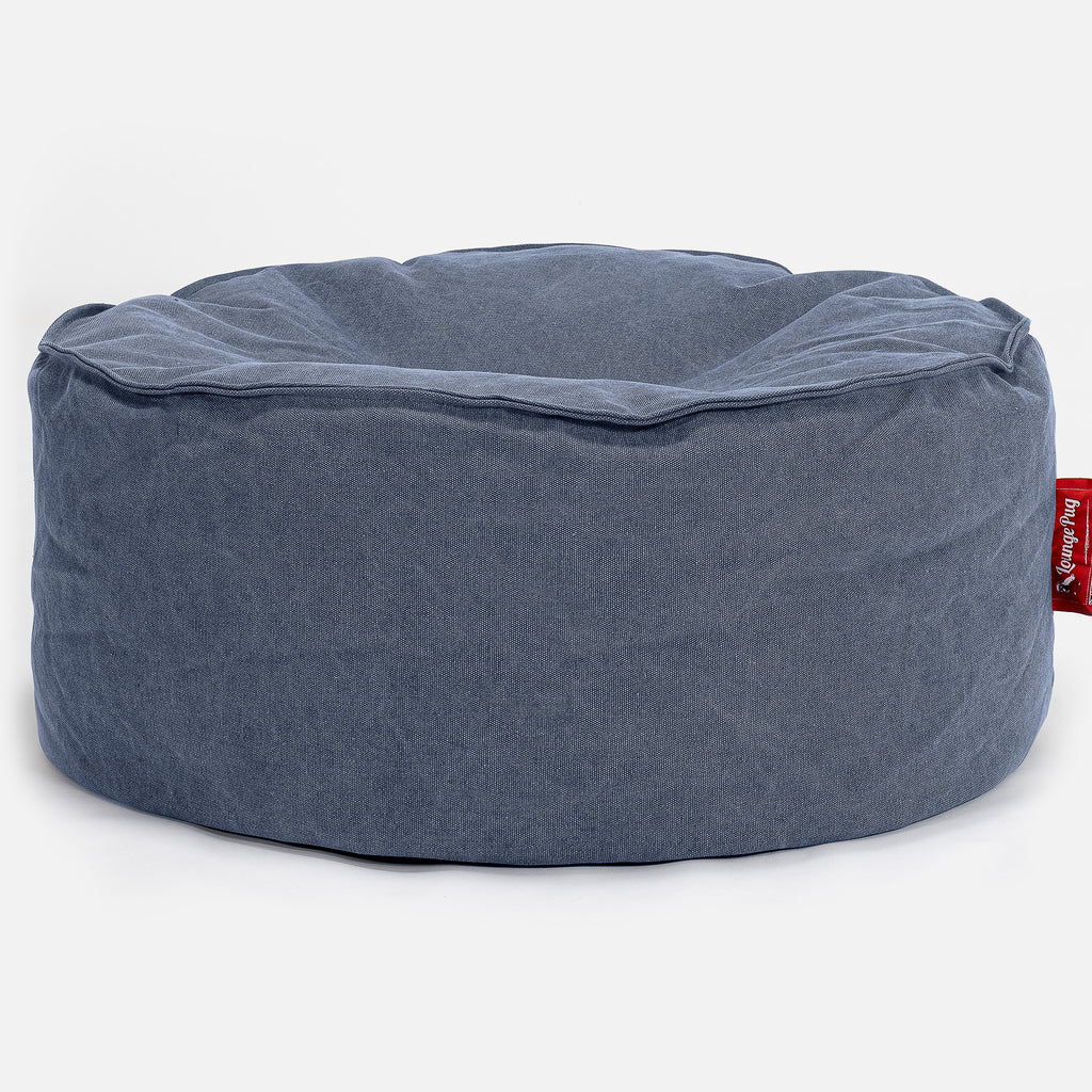 Large Round Pouffe - Canvas Navy 01