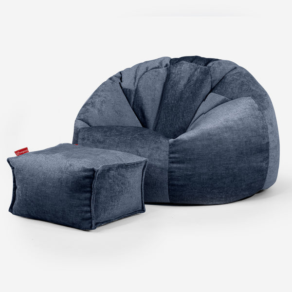 Classic Bean Bag Chair - Chenille Navy Blue 01