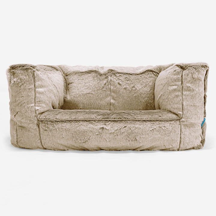 Albert Kids Sofa Bean Bag - Faux Rabbit Fur Golden Brown 01