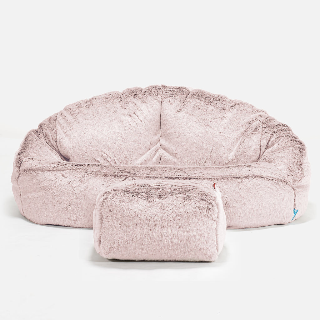 Bubble Kids Sofa Bean Bag - Faux Rabbit Fur Dusty Pink 02