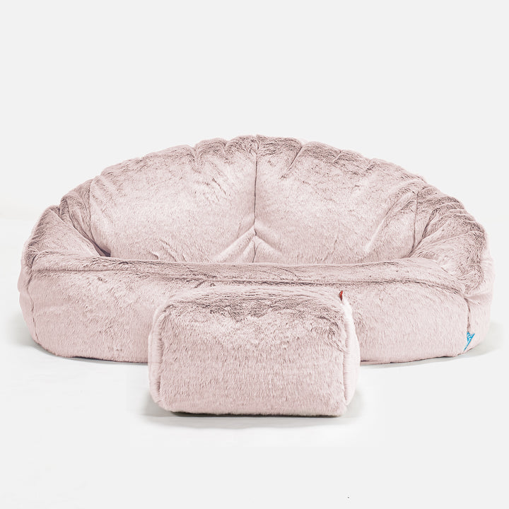 Bubble Kids Sofa Bean Bag - Faux Rabbit Fur Dusty Pink 02