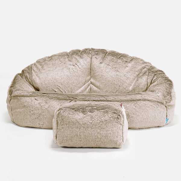 Bubble Kids Sofa Bean Bag - Faux Rabbit Fur Golden Brown 01