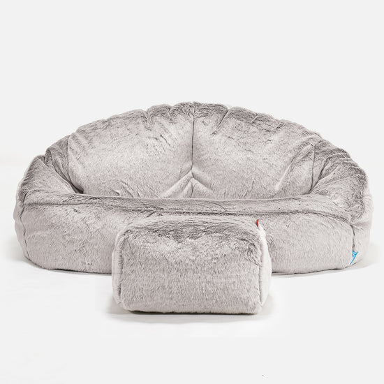 Bubble Kids Sofa Bean Bag - Faux Rabbit Fur Light Grey 02