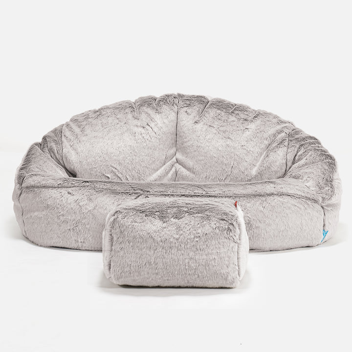 Bubble Kids Sofa Bean Bag - Faux Rabbit Fur Light Grey 02