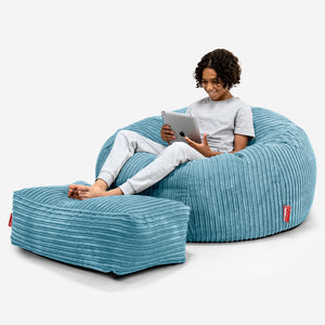Children's Bean Bag Sofa 6-14 yr - Cord Aegean Blue