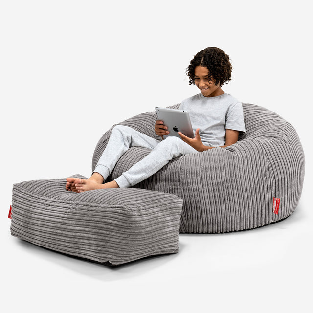 Children's Bean Bag Sofa 6-14 yr - Cord Graphite 01