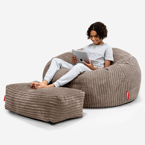 Children's Bean Bag Sofa 6-14 yr - Cord Mocha 01