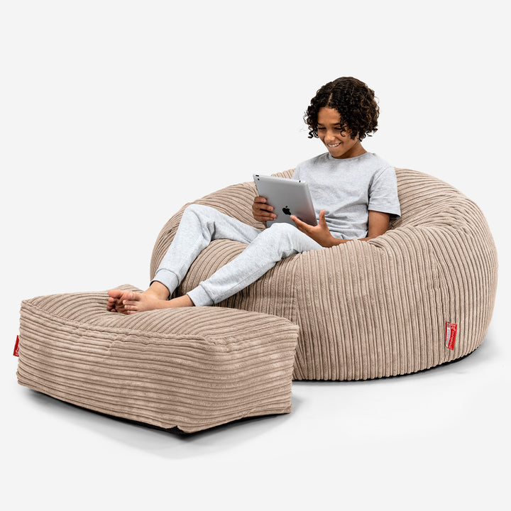 Children's Bean Bag Sofa 6-14 yr - Cord Sand 01