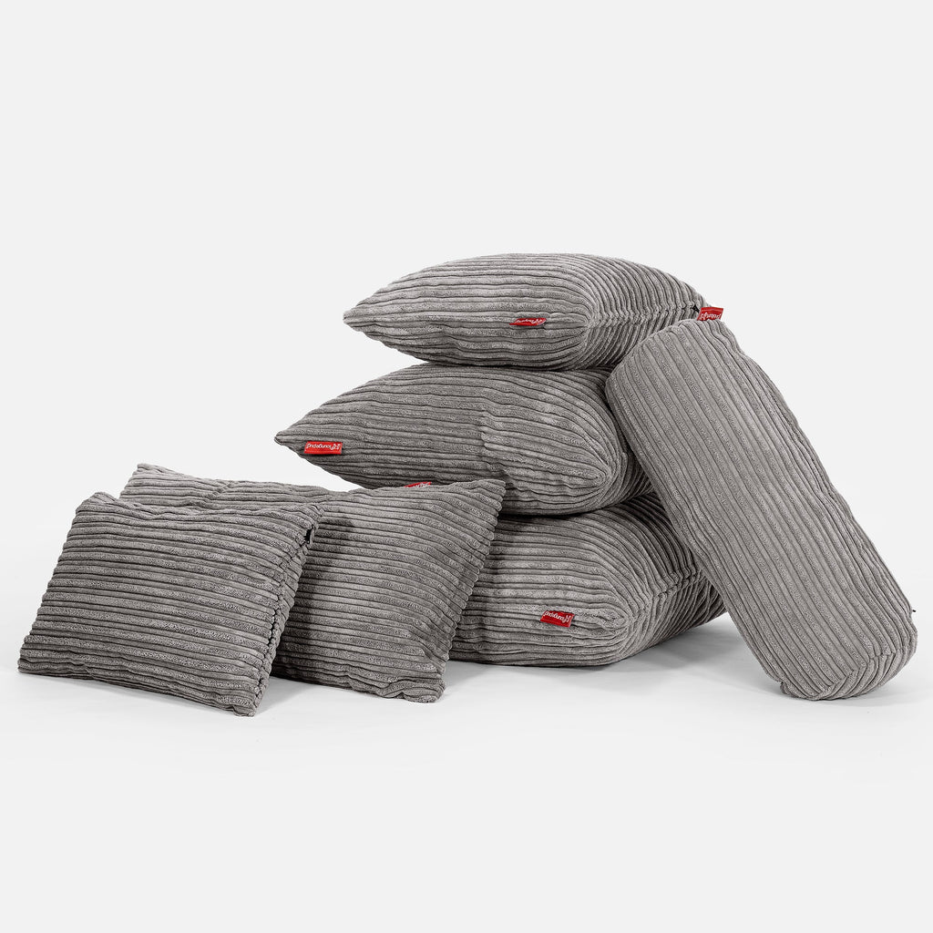 XL Rectangular Support Cushion 40 x 80cm - Cord Graphite Grey 04