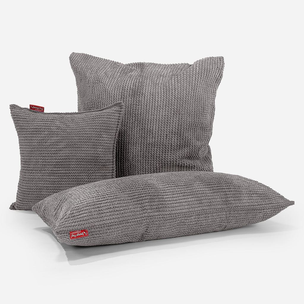 XL Rectangular Support Cushion with Memory Foam Inner 40 x 80cm - Pom Pom Charcoal Grey 03