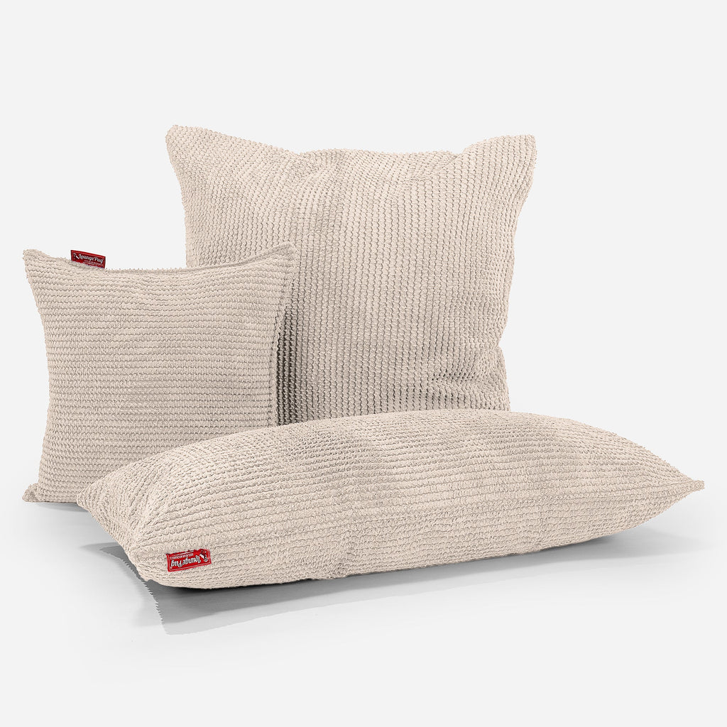 XL Rectangular Support Cushion with Memory Foam Inner 40 x 80cm - Pom Pom Ivory 03