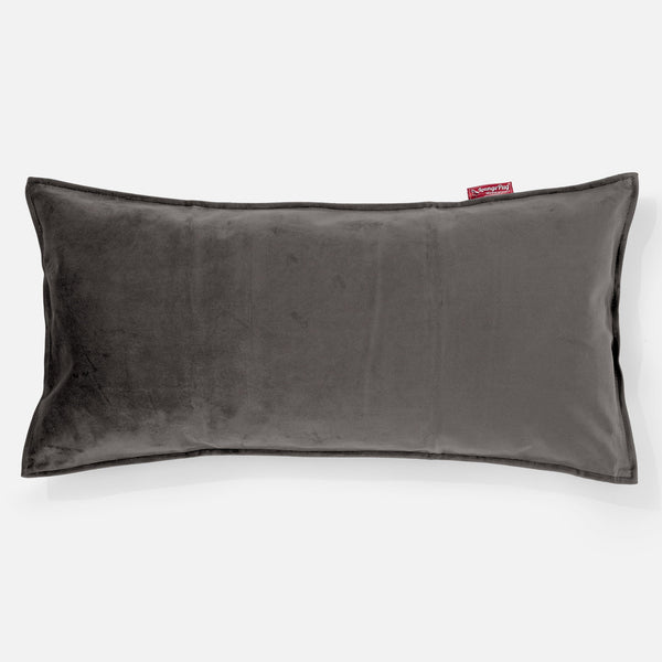 XL Rectangular Support Cushion with Memory Foam Inner 40 x 80cm - Velvet Graphite Grey 01