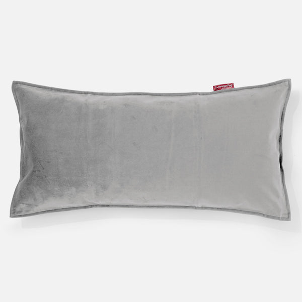 XL Rectangular Support Cushion with Memory Foam Inner 40 x 80cm - Velvet Silver 01