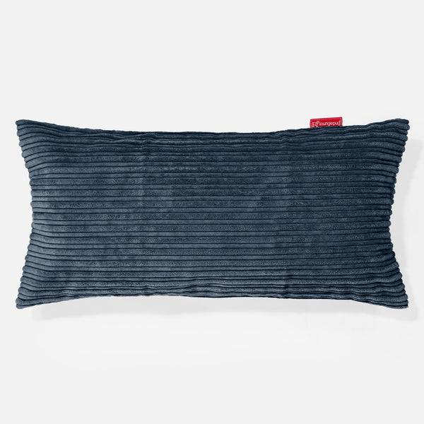 XL Rectangular Support Cushion with Memory Foam Inner 40 x 80cm - Cord Navy Blue 01