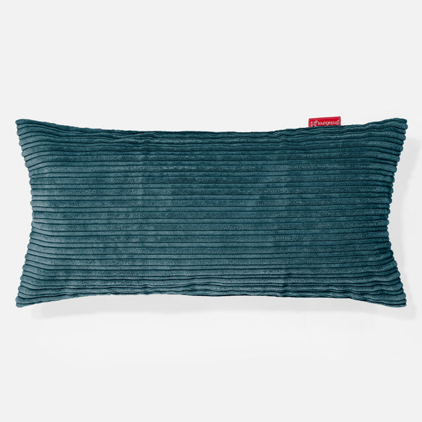 XL Rectangular Support Cushion with Memory Foam Inner 40 x 80cm - Cord Teal Blue 01