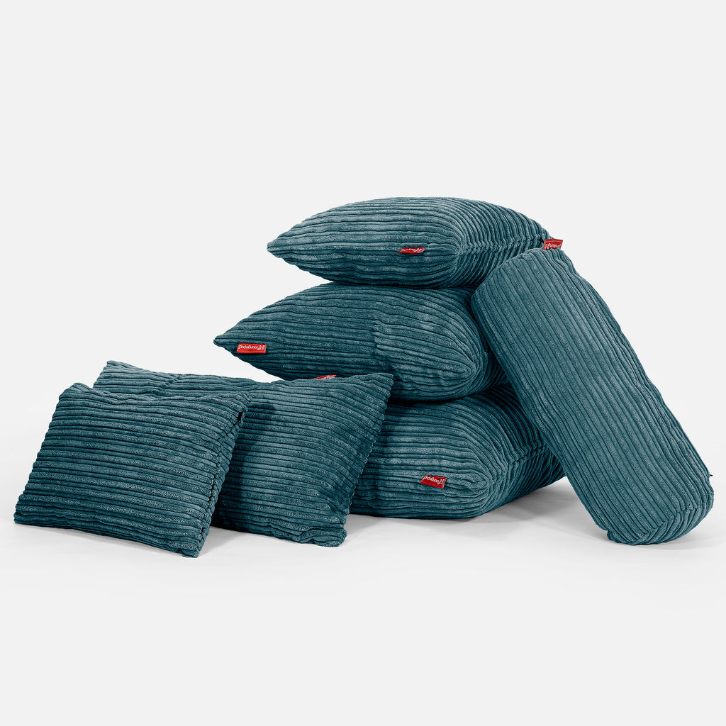 XL Rectangular Support Cushion 40 x 80cm - Cord Teal Blue 04