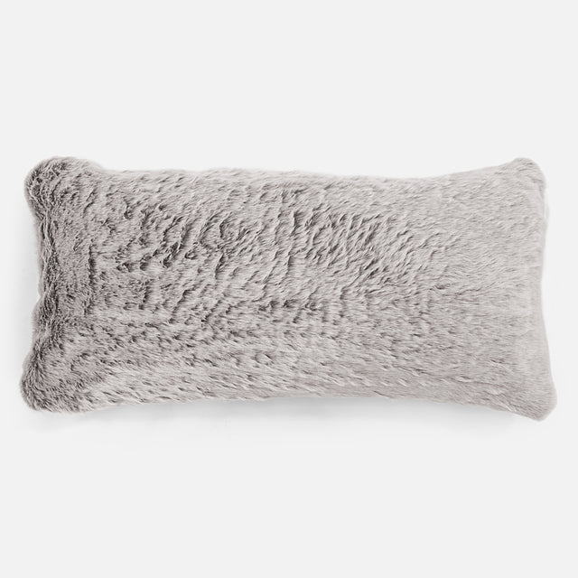 XL Rectangular Support Cushion 40 x 80cm - Faux Rabbit Fur Light Grey 01