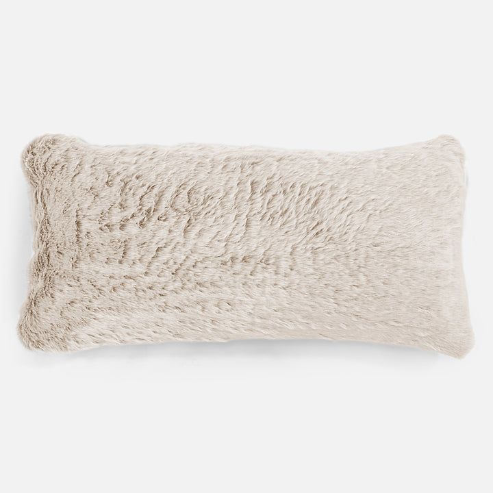 XL Rectangular Support Cushion 40 x 80cm - Faux Rabbit Fur White 01