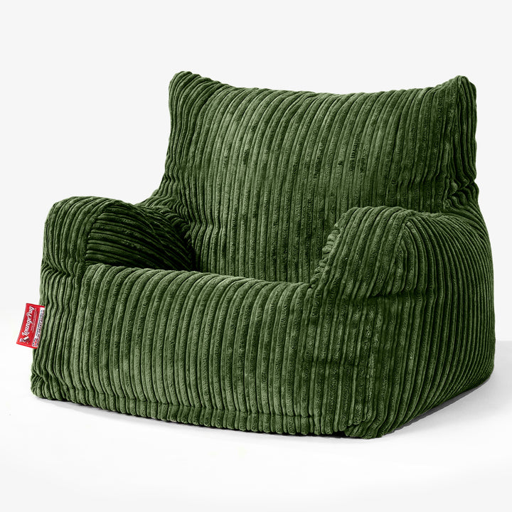 Josephine Bean Bag Armchair - Cord Forest Green 01