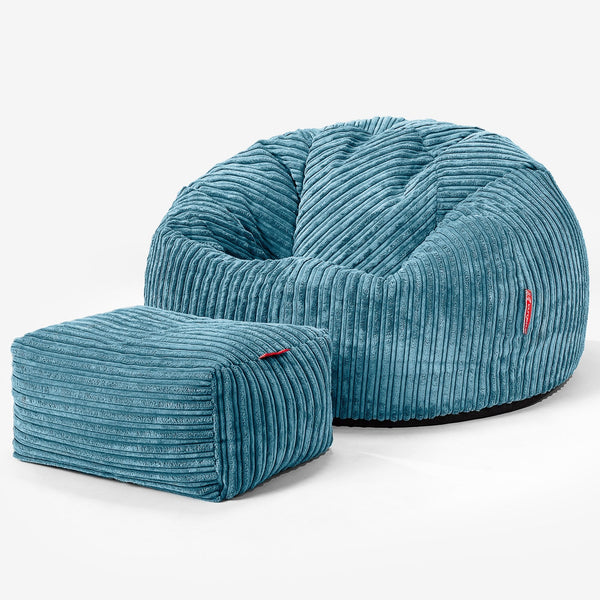 Classic Bean Bag Chair - Cord Aegean Blue 01