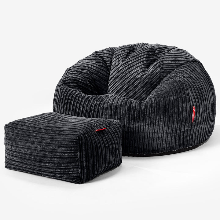 Classic Bean Bag Chair - Cord Black 02