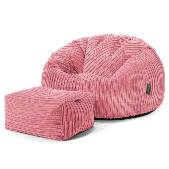 Classic Bean Bag Chair - Cord Coral Pink 02