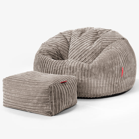 Classic Bean Bag Chair - Cord Dovetail Grey 02