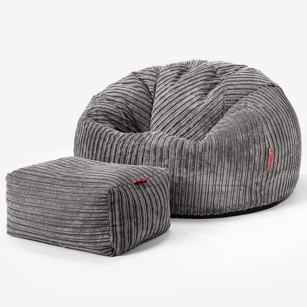 Classic Bean Bag Chair - Cord Graphite Grey 01
