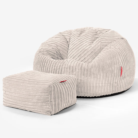 Classic Bean Bag Chair - Cord Ivory 02