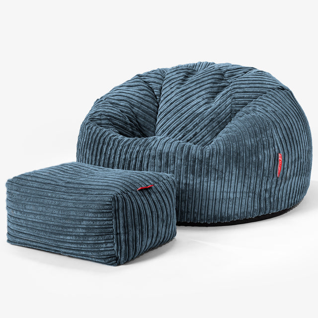 Classic Bean Bag Chair - Cord Navy Blue 02