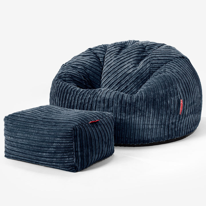 Classic Bean Bag Chair - Cord Navy Blue 02