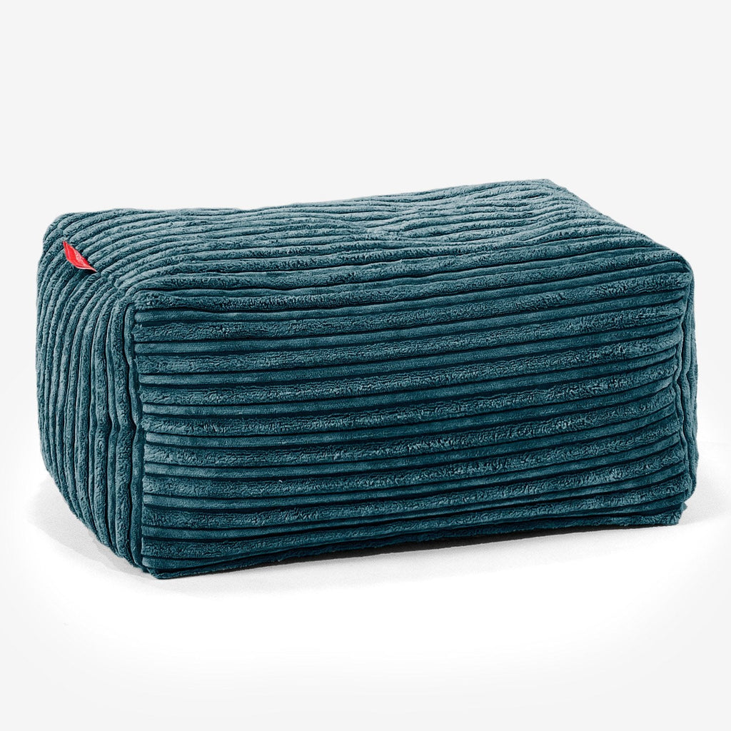 Small Footstool - Cord Teal Blue 01
