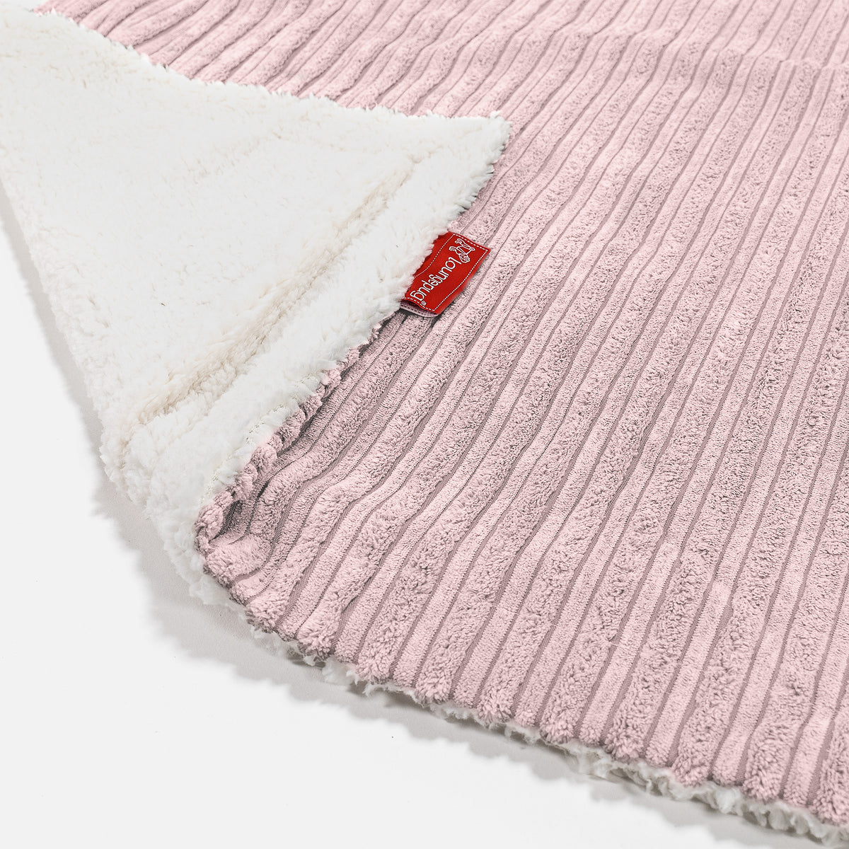 Lounge Pug Cord Blush Pink Sherpa Fleece Throw Blanket 100 x 140 cm Big Bertha Original IE