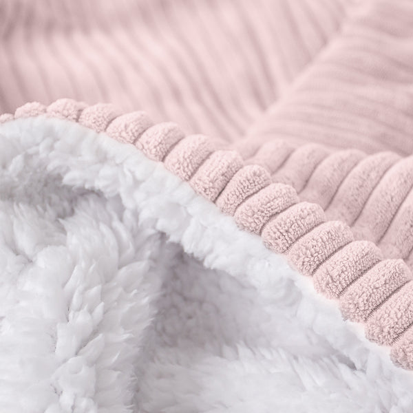 Sherpa Throw / Blanket - Cord Blush Pink Fabric Close-up Image