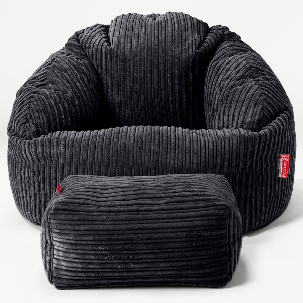 Bubble Bean Bag Chair - Cord Black 02