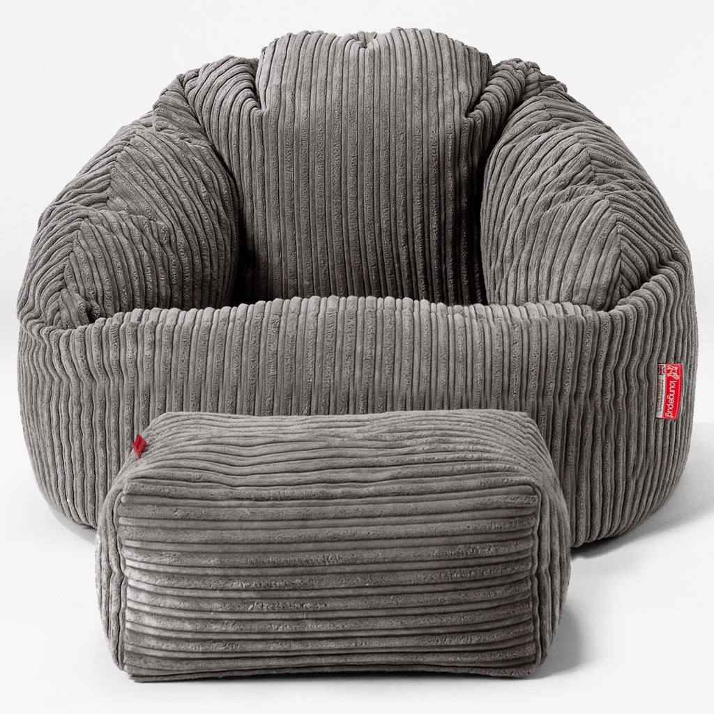 Bubble Bean Bag Chair - Cord Graphite Grey 02