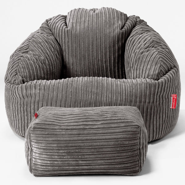 Bubble Bean Bag Chair - Cord Graphite Grey 01