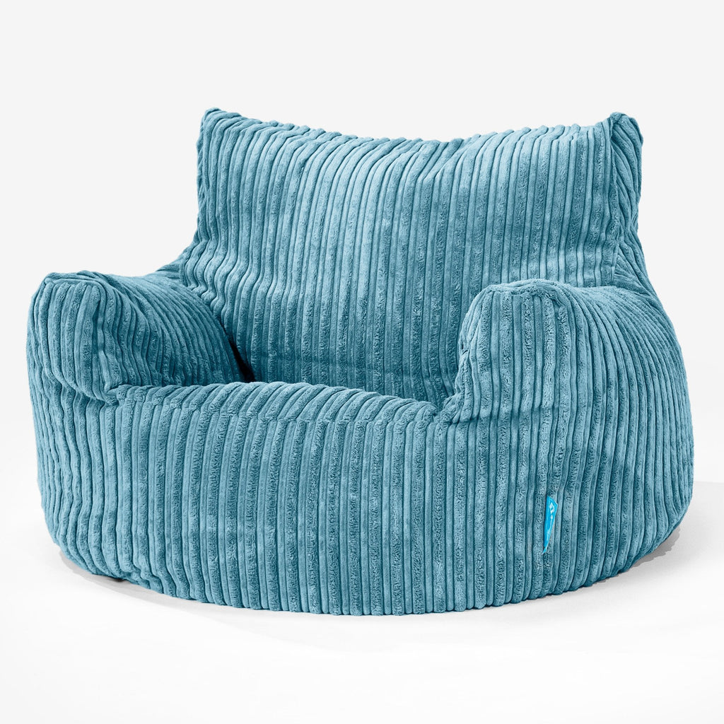 Children's Armchair 3-8 yr Bean Bag - Cord Aegean Blue 01