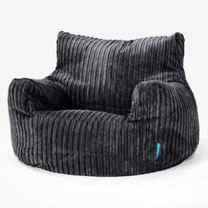 Children's Armchair Bean Bag 3-8 yr - Cord Black