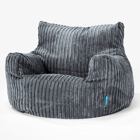 Children's Armchair 3-8 yr Bean Bag - Cord Steel Grey 01