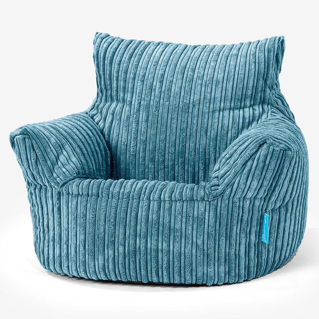 Kids Armchair Bean Bag for Toddlers 1-3 yr - Cord Aegean Blue 01